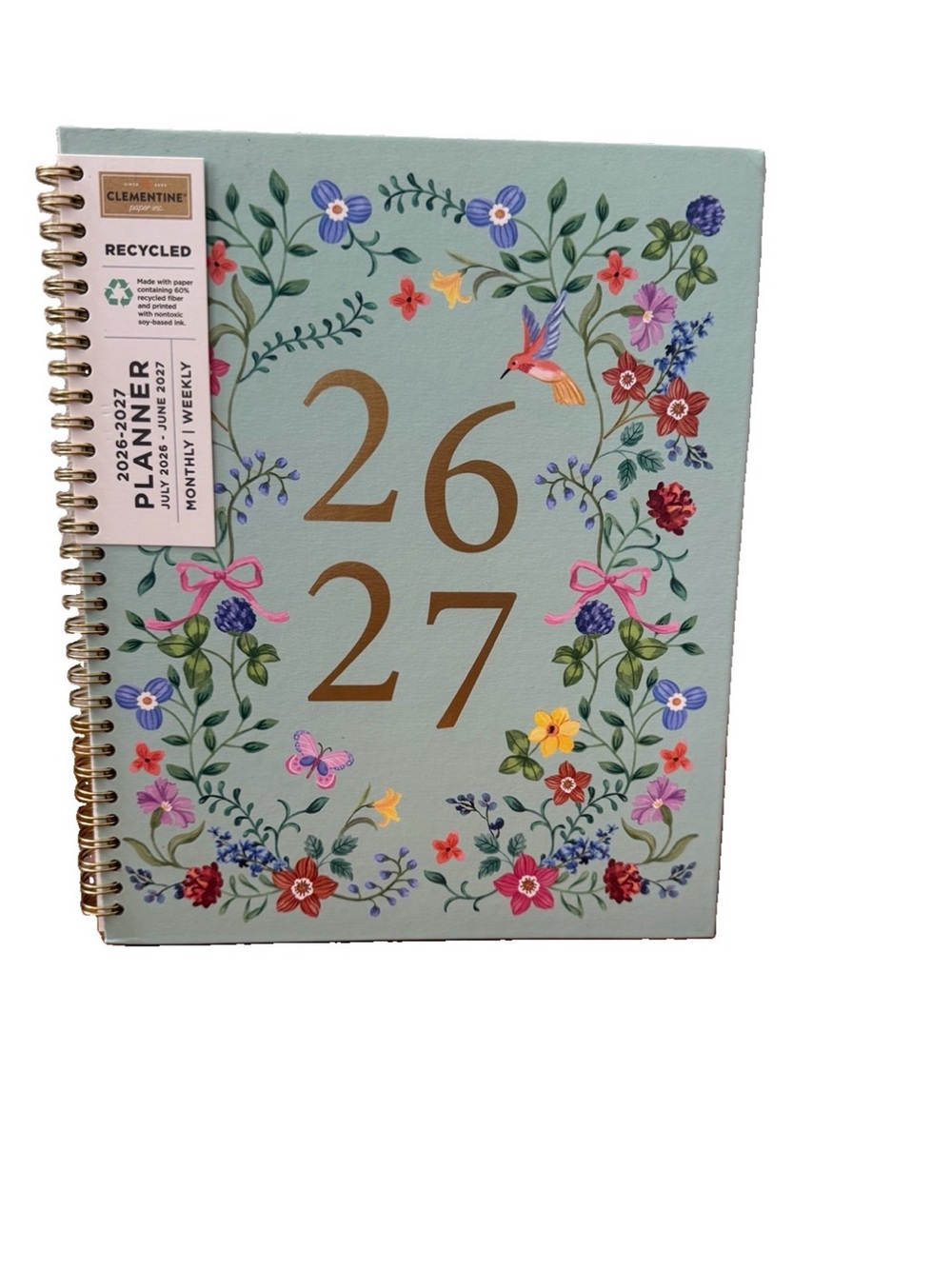 Clementine Paper inc. 12 month Large Size Planner 11x9”Pink Floral 2026-2027